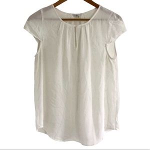 Milano Women’s Cap Sleeve Crewneck Keyhole Blouse, Cream Size Medium